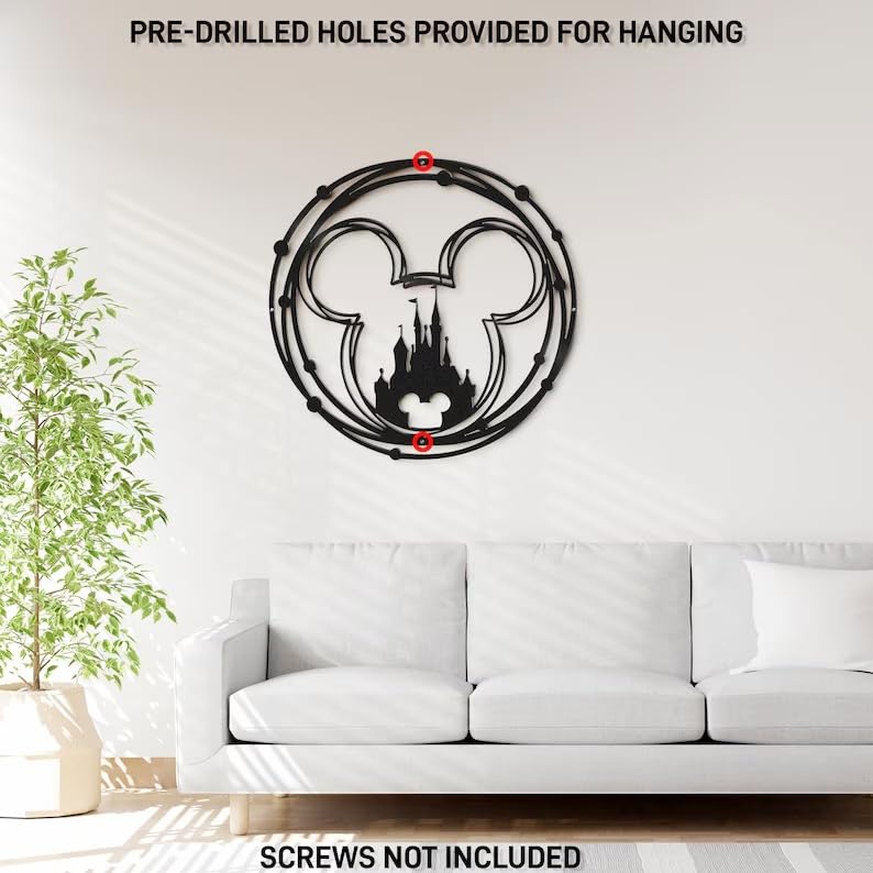 BLIND SHOP Mouse Head Outline Metal Decor Mickey Castle Metal sign Mickey Mouse Home Wall Decor Disney Castle Wall Art Home Welcome Sign - Image 3