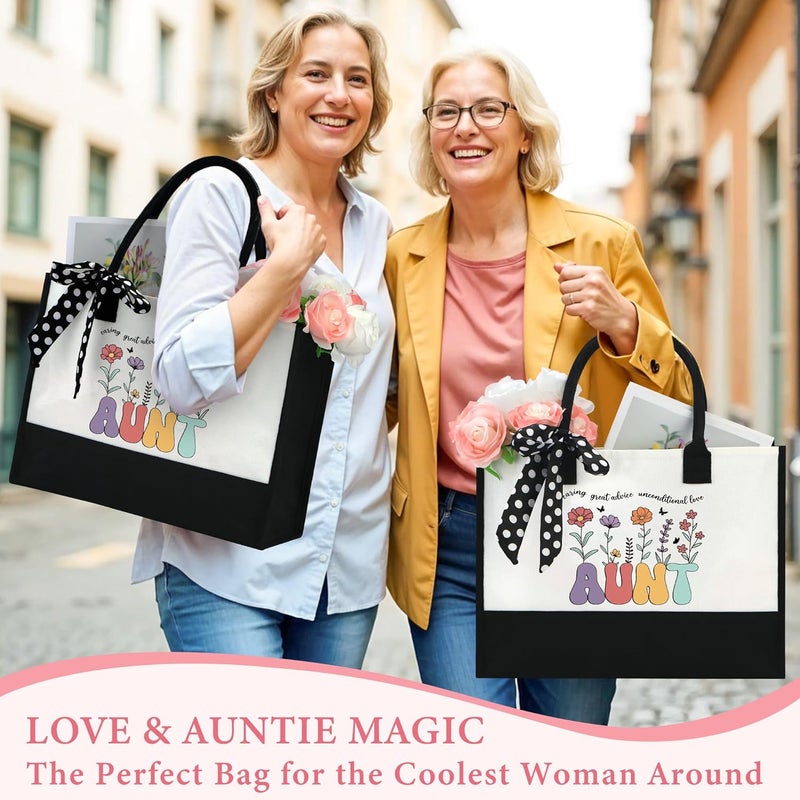 Saineron Aunt Gifts for Women Best Auntie Gift Ideas Cool Aunt Birthday Gifts for Aunts from Niece Auntie Birthday Gift Presents for Aunts Bracelet Keychain Cup Socks Tote Bag Acrylic Puzzle - Image 3