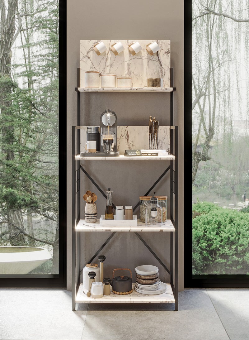 DANTA HOME Stylish 3-Tier Coffee Corner Table With Cup Storage Top Shelf - White/Black - Image 2