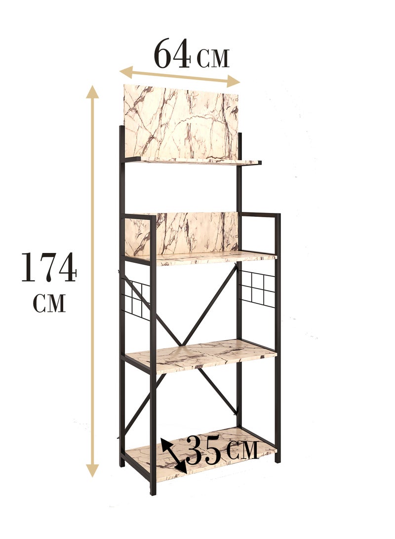 DANTA HOME Stylish 3-Tier Coffee Corner Table With Cup Storage Top Shelf - White/Black - Image 4