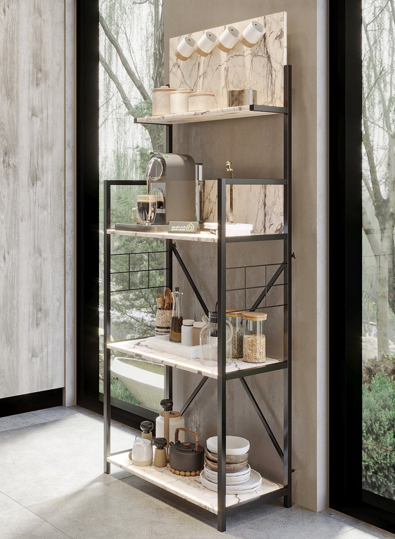 DANTA HOME Stylish 3-Tier Coffee Corner Table With Cup Storage Top Shelf - White/Black - Image 1