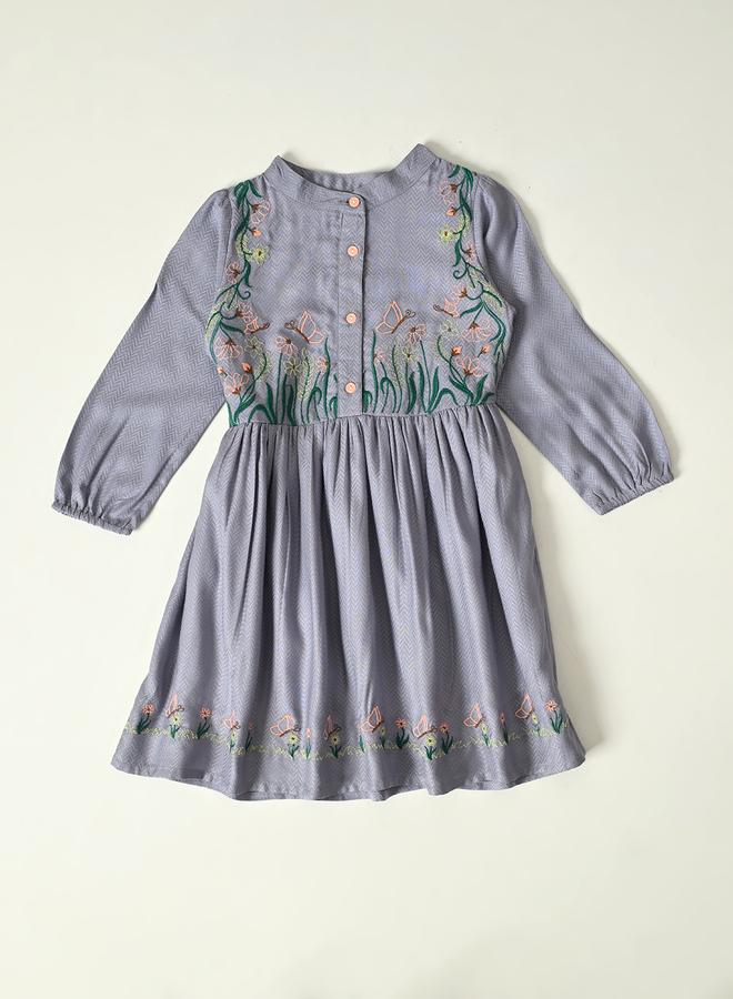 BELLA MODA BELLA MODA Floral Embroidered Knee Length Dress - Image 2
