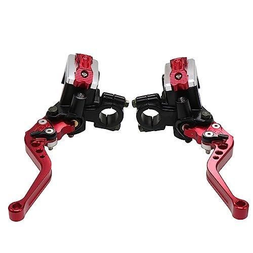 ZSDTRP Universal Motorcycle 7/8" 22mm CNC Hydraulic Brake Clutch Lever Master Double Pump with Warning Switch Mirror Holder for Scooter Motorbike Mped ATV UTV Go Kart (Red) - Image 1