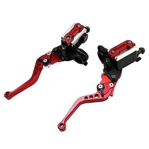 ZSDTRP Universal Motorcycle 7/8" 22mm CNC Hydraulic Brake Clutch Lever Master Double Pump with Warning Switch Mirror Holder for Scooter Motorbike Mped ATV UTV Go Kart (Red) - Image 2