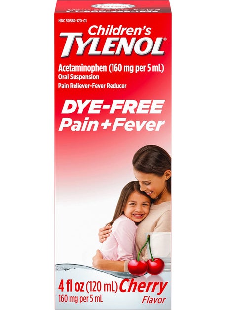 TYLENOL Tylenol Children's Liquid Oral Suspension Pain Reliever & Fever Reducer with Acetaminophen, Aspirin-, Ibuprofen-, High Fructose Corn Syrup- & Dye-Free, Cherry, 4 Fl. Oz 