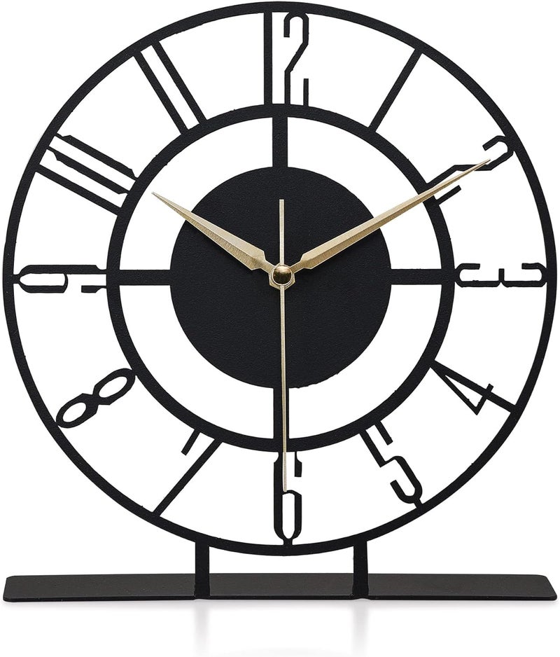 Hometrix Metal Tabletop Desk Clock Office Clock Decor Above Desktop Clock Office GiftBusiness Gift IdeaSilent Metal Desk ClockShelf Clock Decor 20 CM - Image 1