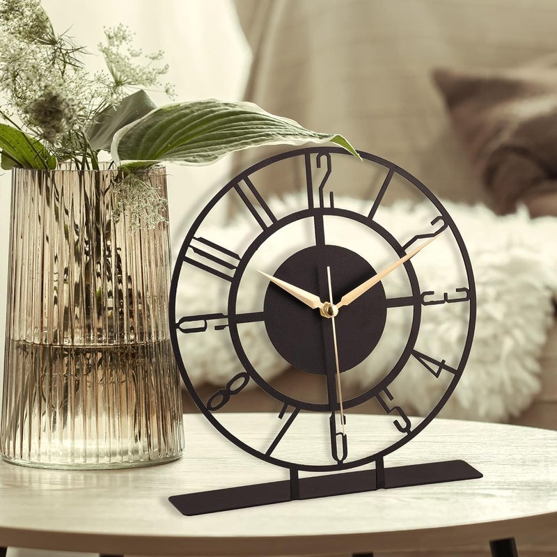 Hometrix Metal Tabletop Desk Clock Office Clock Decor Above Desktop Clock Office GiftBusiness Gift IdeaSilent Metal Desk ClockShelf Clock Decor 20 CM - Image 4