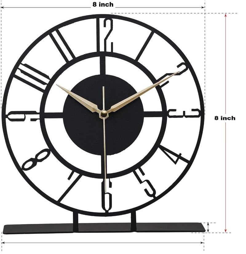 Hometrix Metal Tabletop Desk Clock Office Clock Decor Above Desktop Clock Office GiftBusiness Gift IdeaSilent Metal Desk ClockShelf Clock Decor 20 CM - Image 2