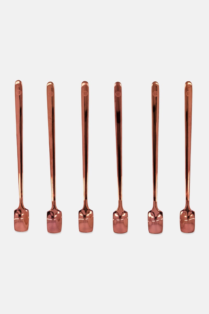 YOTO 6 Pcs Stainless Steel Coffee Spoon Set, Bronze - Image 2