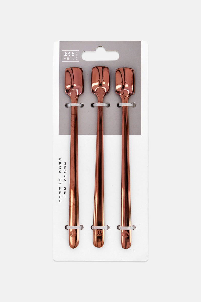 YOTO 6 Pcs Stainless Steel Coffee Spoon Set, Bronze - Image 1