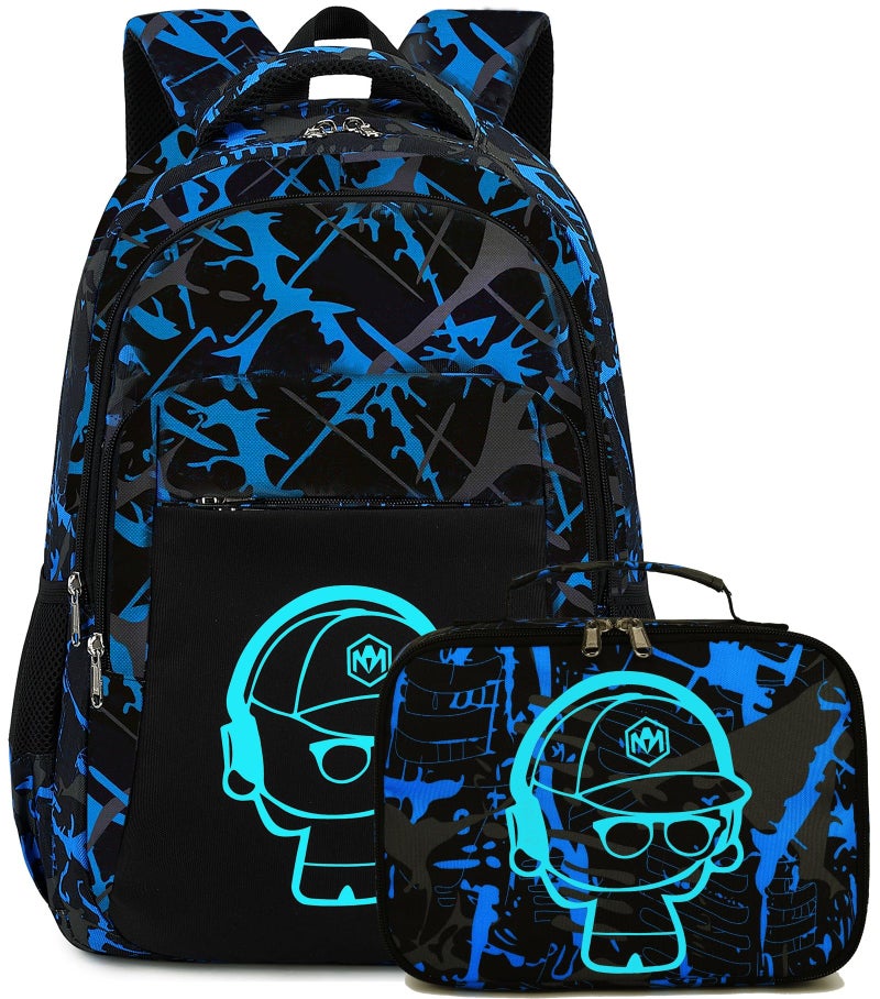 LEDAOU Kids School Backpack with Lunch Box for Boys Girls Bookbag School Bag Preschool Kindergarten Toddler Backpack - Image 1