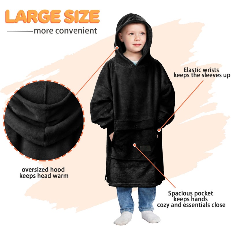 Catalonia Catalonia Blanket Hoodie Sweatshirt for Kids  Oversized Wearable Fleece Pullover with Large Front Pocket  Ages 4-12  Valentine's Day Gifts for Kids  - Image 2