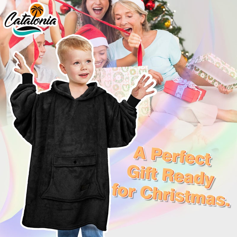 Catalonia Catalonia Blanket Hoodie Sweatshirt for Kids  Oversized Wearable Fleece Pullover with Large Front Pocket  Ages 4-12  Valentine's Day Gifts for Kids  - Image 5