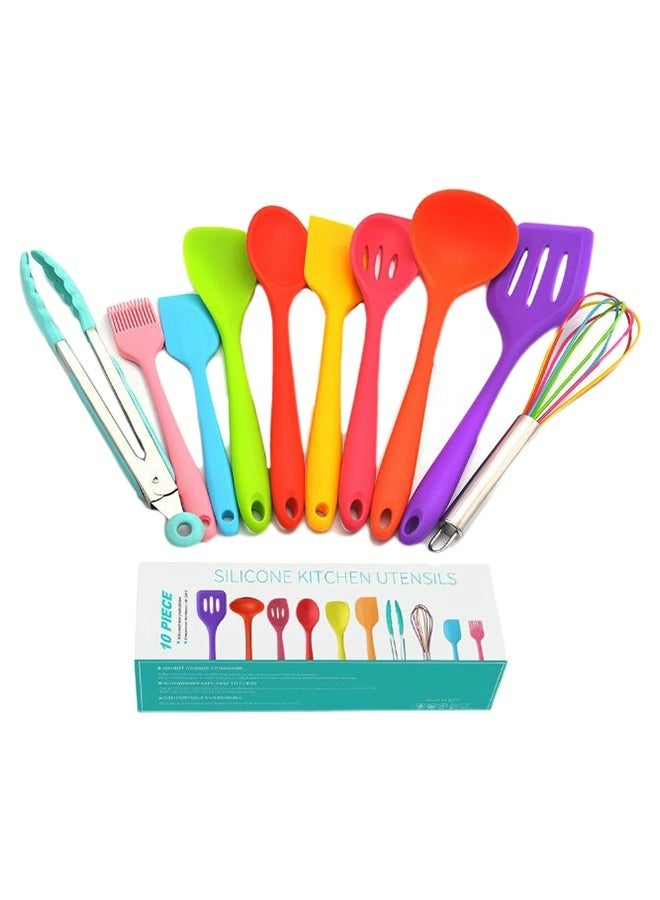 RollsTimi  10-Piece Kitchen Utensil Set Silicone Heat Resistant Non-Stick Kitchen Cooking Tools Multicolor - Image 4