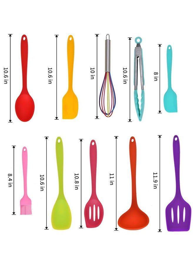 RollsTimi  10-Piece Kitchen Utensil Set Silicone Heat Resistant Non-Stick Kitchen Cooking Tools Multicolor - Image 5