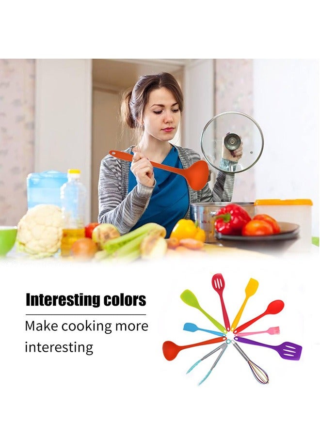 RollsTimi  10-Piece Kitchen Utensil Set Silicone Heat Resistant Non-Stick Kitchen Cooking Tools Multicolor - Image 3