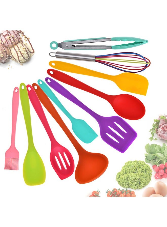 RollsTimi  10-Piece Kitchen Utensil Set Silicone Heat Resistant Non-Stick Kitchen Cooking Tools Multicolor - Image 1