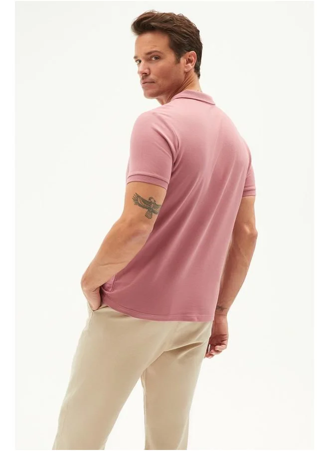 JUNE June Men's Regular Fit 100% Cotton Honeycomb Polo Neck T-Shirt