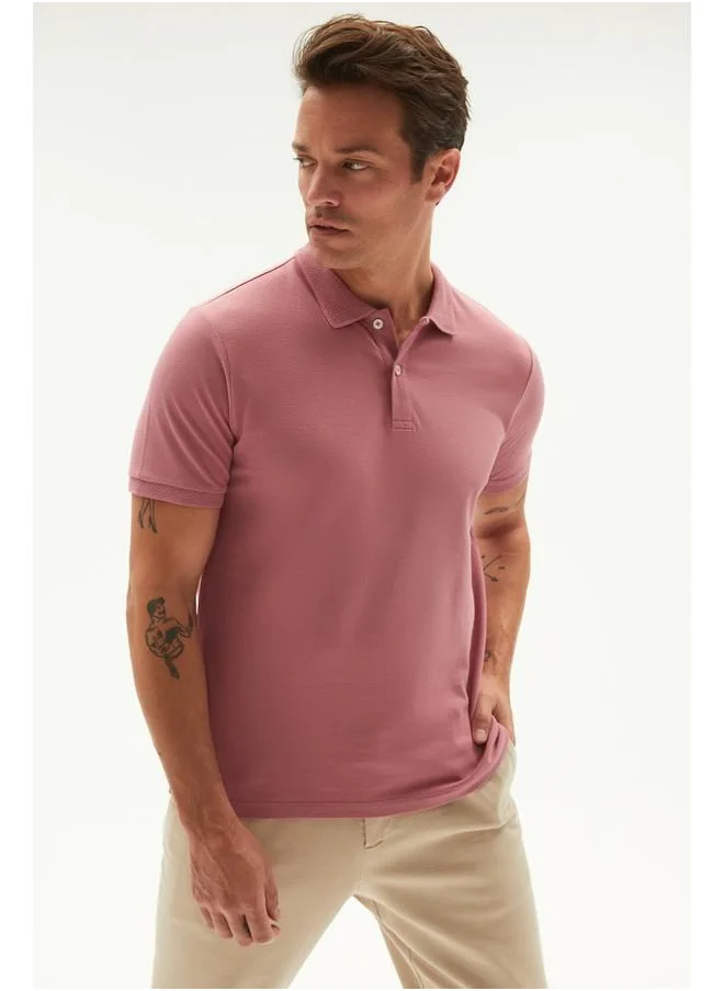 JUNE June Men's Regular Fit 100% Cotton Honeycomb Polo Neck T-Shirt