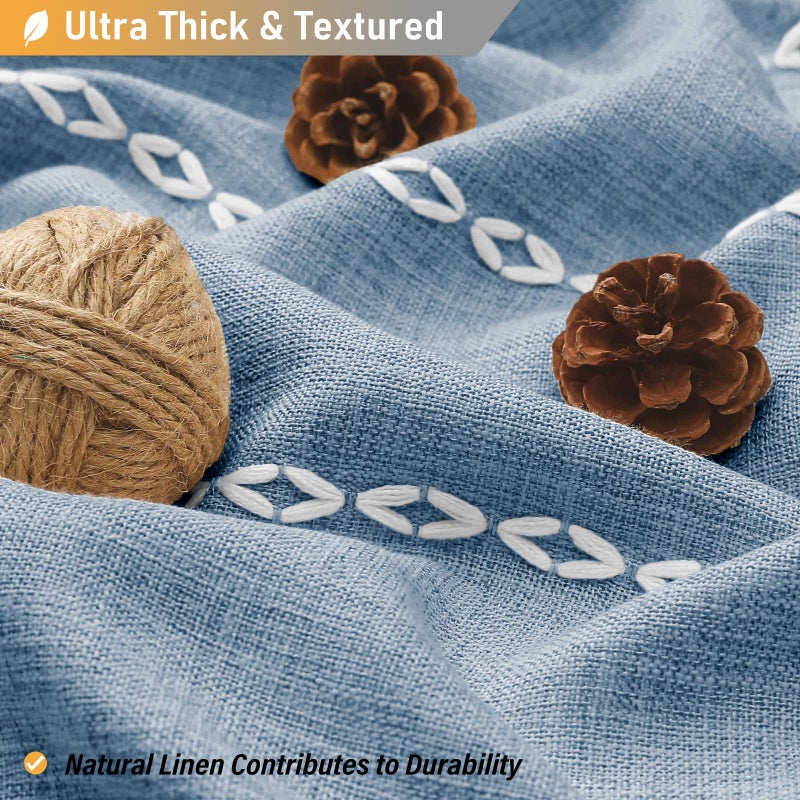 BTTN Stall Fabric Shower Curtain - 54x78 Boho Striped Linen Heavy Duty Tassel Shower Curtain Set with 10 Hooks  Narrow Rustic Modern Farmhouse Bohemian Thick Cloth Shower Curtains for Bathroom - Blue - Image 2