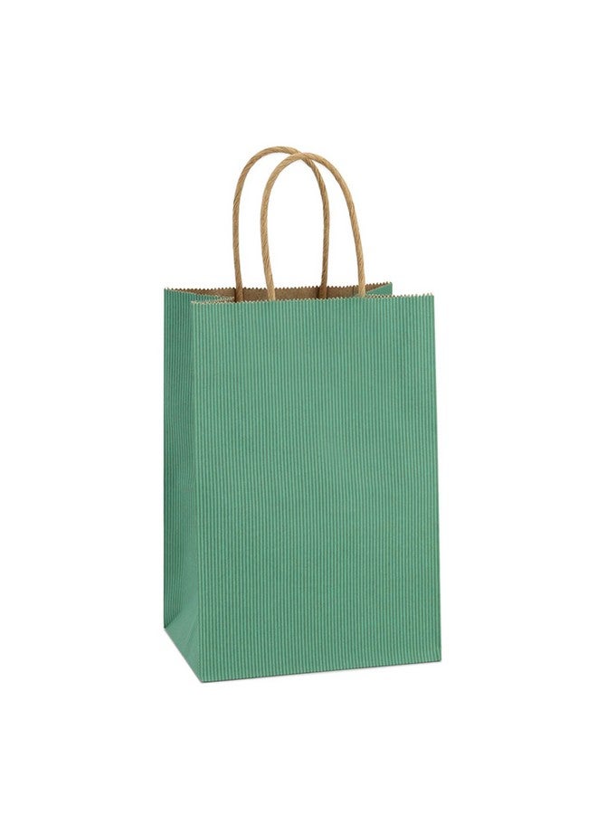 BagDream Kraft Paper Bags 100Pcs 5.25X3X8 Inches Small Paper Gift Bags With Handles Bulk Paper Shopping Bags Kraft Bags Party Bags Gift Bags (Green) - Image 1