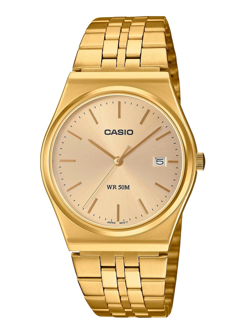 CASIO ساعة كوارتز تناظرية للجنسين من الفولاذ المقاوم للصدأ باللون الذهبي MTP-B145G-9AV - Image 1