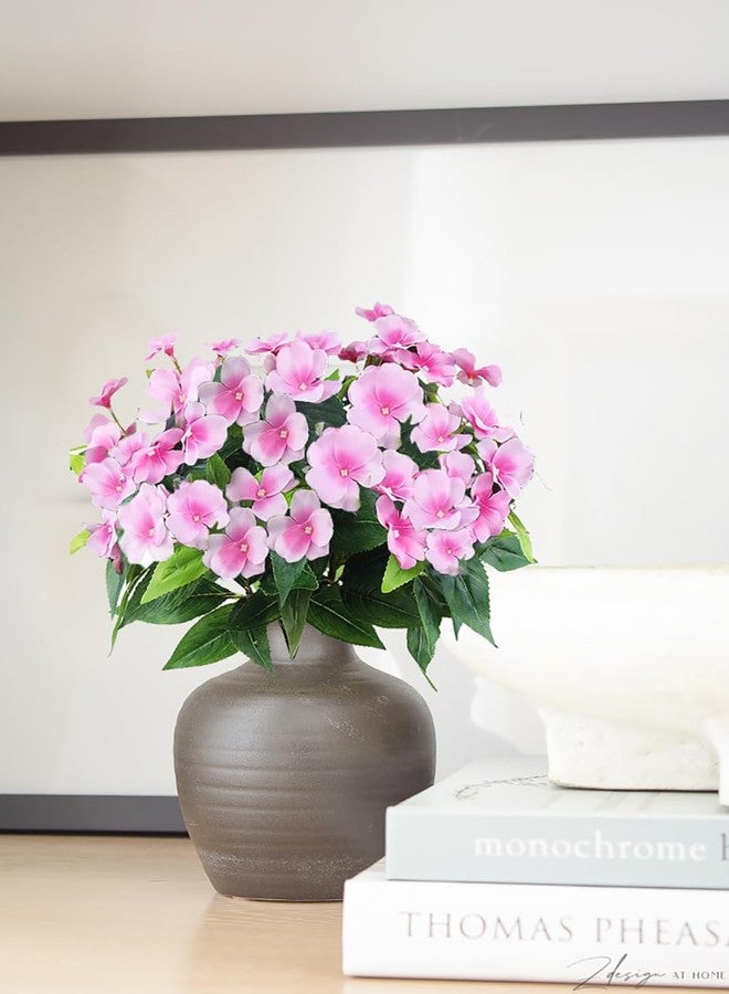 FERIAL Artificial Impatiens Bouquet Faux ​Impatiens Bushes Pink ​for Patio Lawn Garden Wedding Photo Outdoors Pot Hanging Basket Porch Decoration… - Image 4