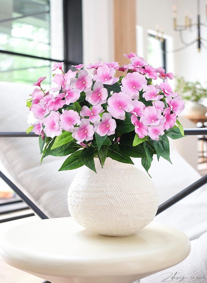 FERIAL Artificial Impatiens Bouquet Faux ​Impatiens Bushes Pink ​for Patio Lawn Garden Wedding Photo Outdoors Pot Hanging Basket Porch Decoration… - Image 3