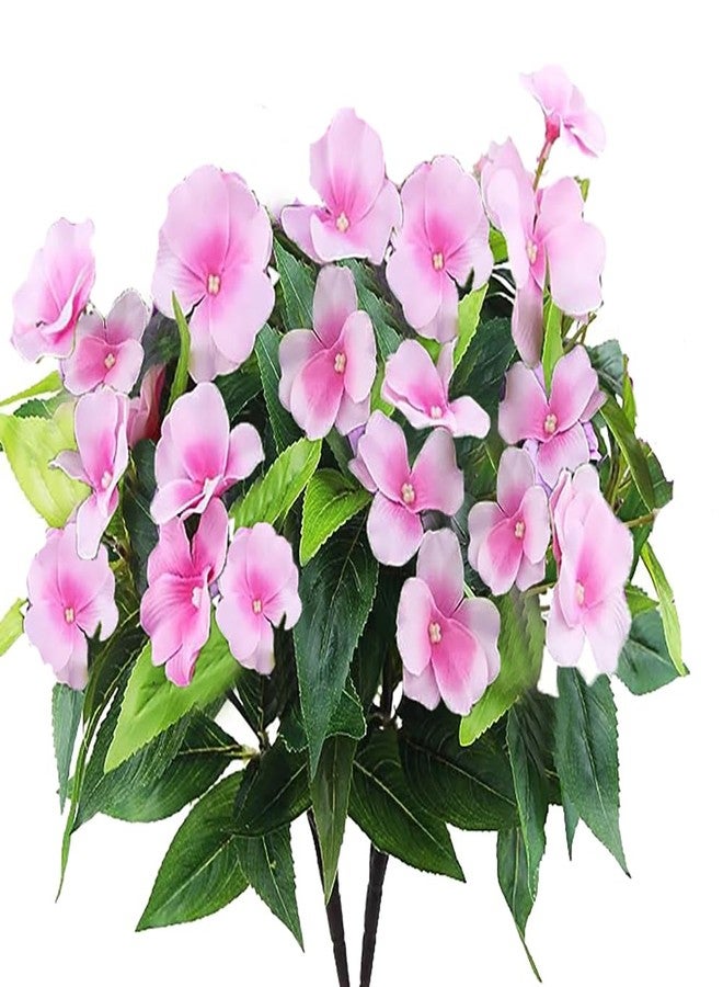 FERIAL Artificial Impatiens Bouquet Faux ​Impatiens Bushes Pink ​for Patio Lawn Garden Wedding Photo Outdoors Pot Hanging Basket Porch Decoration… - Image 1