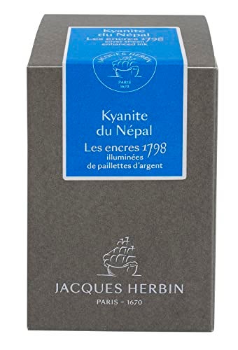 Jacques Herbin Herbin 15513JT- Bottle of 1798 silver glitter ink for fountain pen, rollerball, glass nib and nib holder 50 ml, Kyanite du Népal - Image 1