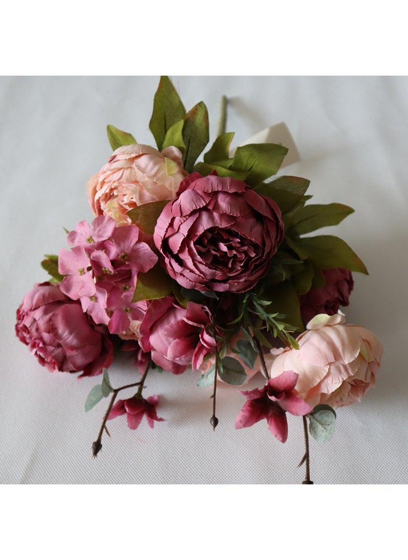Generic Autumn peony 13 European-style core-wrapped Peony Bouquet wedding home floral simulation flower peony flower wholesale New bean paste 