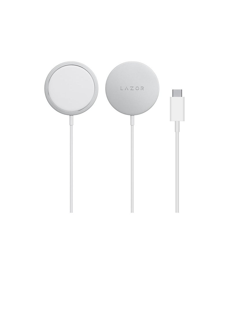 Lazor Powerplus Wireless Magnetic Charger for Iphone 12-AD87 Silver - Image 1