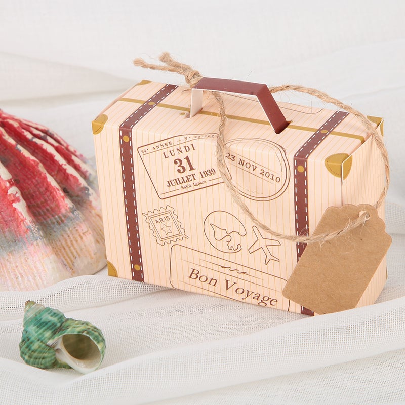 50Pcs Suitcase Favor Boxes Vintage Favor Box Candy Gift Bag for Travel Theme Party Wedding - Image 1