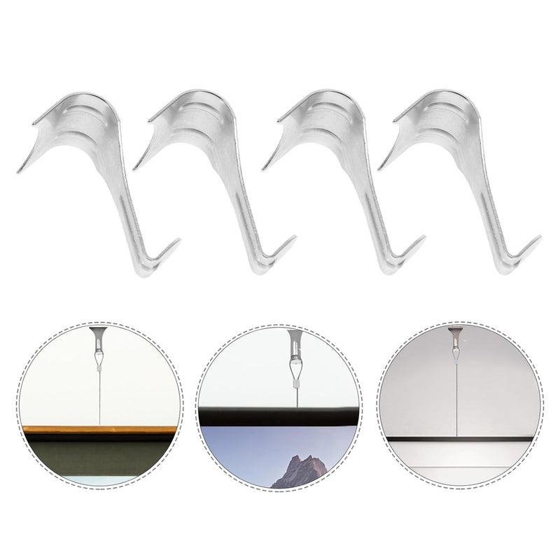 JECOMPRIS Picture Hanging Hooks 12pcs Metal Rail Hooks No Drilling for Art Display - Image 2