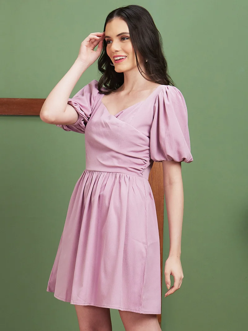 globus Women Solid Sweetheart Neck Fit & Flare Casual Dress
