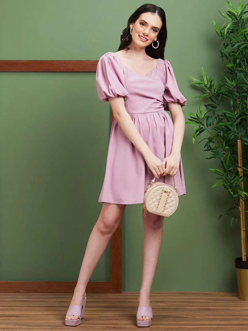 globus Women Solid Sweetheart Neck Fit & Flare Casual Dress