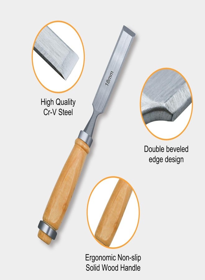 Zalaxt Wood Chisel Set for Woodworking, 4 pcs CR-V Steel Chisel Set for DIY with Wood Handle, Carpenter Woodworking Tools - Image 4