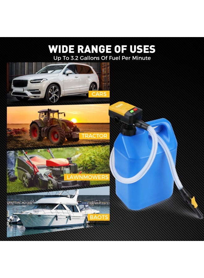 ELEAD مضخة نقل وقود ذاتية التوقف، محمولة وتعمل بالبطاريات مع 3 محولات لأغطية الخزانات، بتدفق فعال 3.2 جالون في الدقيقة، وسهلة الاستخدام لمختلف حاويات الوقود - Image 5