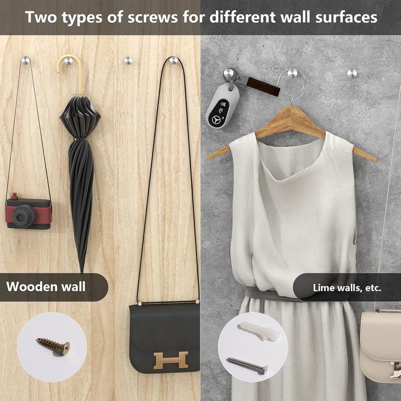 4 Pack Stainless Steel Wall Hooks Heavy Duty Coat Hooks for Bathroom Bedroom Kitchen - Image 4