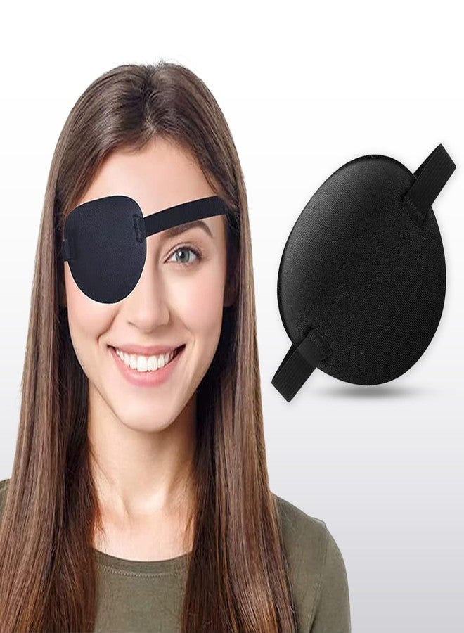 AJICA Adjustable Eye Patches for Kids & Adults, Medical Eye Patches for Amblyopia Lazy Eye Patches for Left or Right Eyes, Black 3D Adjustable Eyepatch | Pirate Patch for Halloween & Christmas (Black, Pack of 1) - Image 1