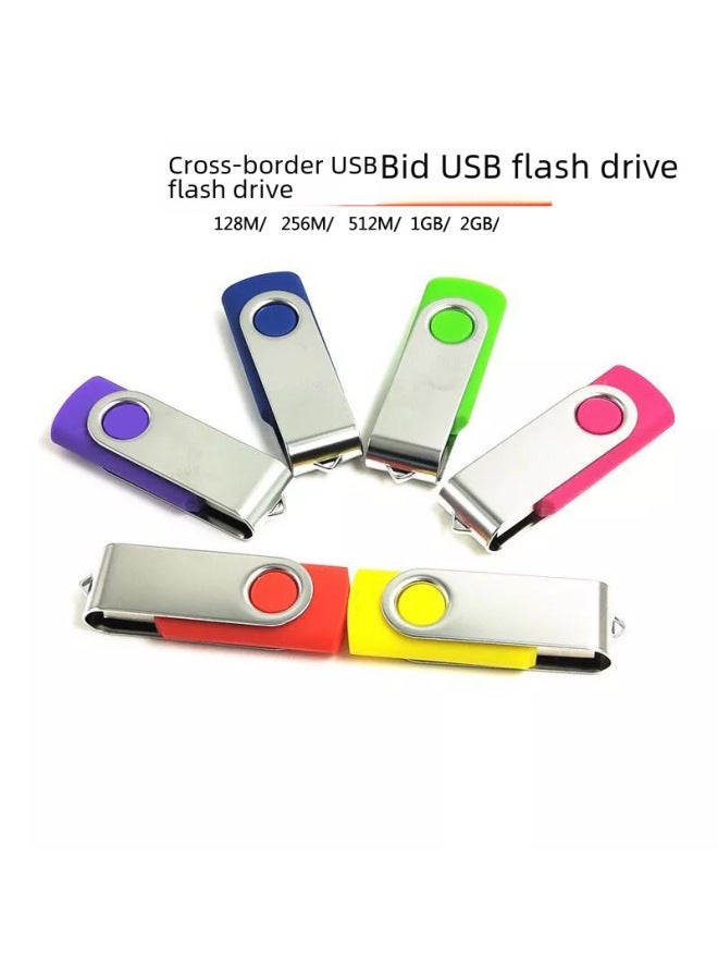 Rotating USB Flash Drive Small Capacity 1g2g4g8g Gift Manufacturers Blue Metal Clip Drive-Color:White-Capacity:4GB - Image 2