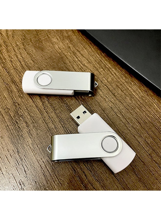 Rotating USB Flash Drive Small Capacity 1g2g4g8g Gift Manufacturers Blue Metal Clip Drive-Color:White-Capacity:4GB - Image 1