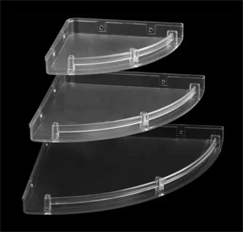 DRIZZLE Corner Shelf Frosty Color | Unbreakable Blur Transparent Bathroom Shelves | Multipurpose Use (Size 7 inch, 9 inch, 11 inch) - Set of 1 (3 Pieces) (Frosty) - Image 2