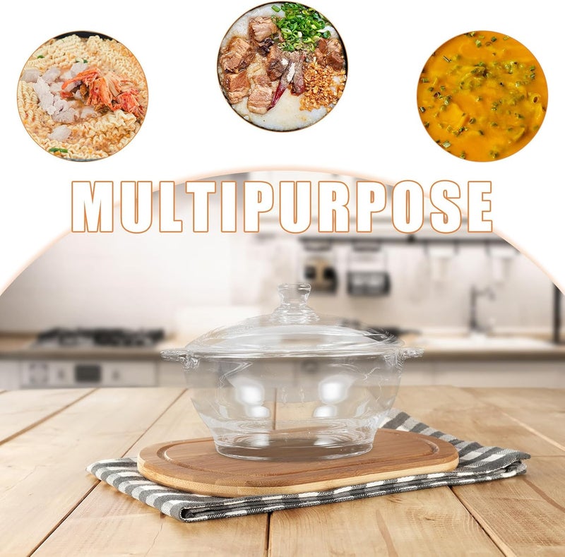 Glass Stewing Pot with Lid Double Ear Design 2.5l High Borosilicate Glass Multi-functional Stockpot Household Stove Top Noodle Soup Cooking Pan for Home Kitchen - Image 3