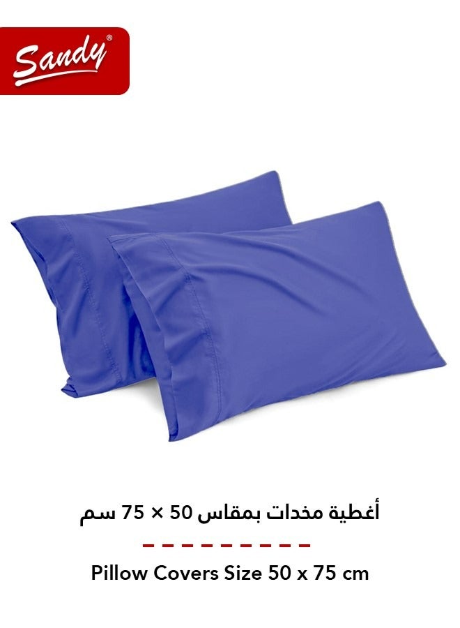 ساندي طقم شرشف مطاط ساندي فاخر بجودة الفنادق مع أغطية وسادة، طقم من 3 قطع، شديد النعومة وجيد التهوية وبارد, مقاس مزدوج كينج نفرين 200 × 200 سم, نيلي - Image 4