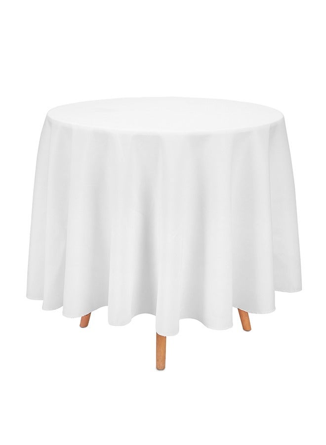 ويسفور مفرش مائدة أبيض مستدير قابل للغسل والتنظيف بالمسح من البوليستر لغطاء الطاولة من ويسفور لطاولة الزفاف والمآدب والمطاعم والمطاعم والحفلات وديكور الطاولات والمناسبات بقياس 229 سم - Image 1