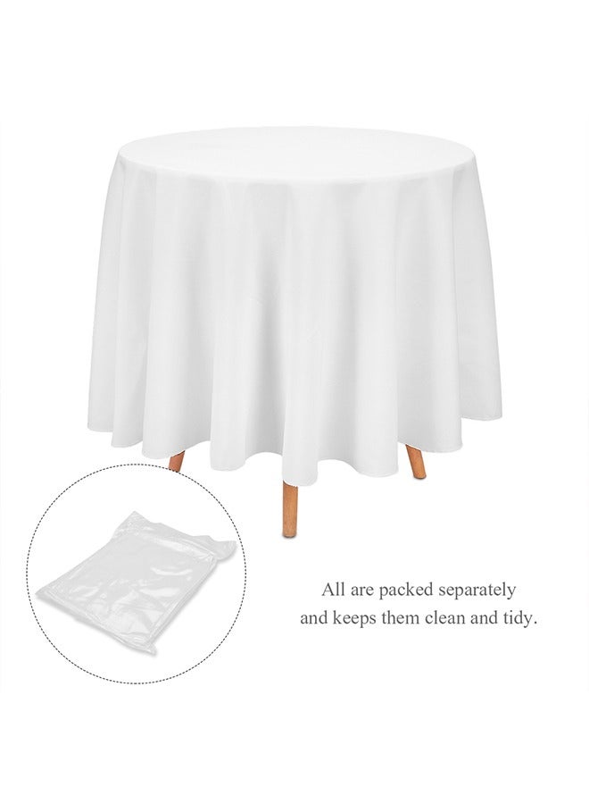ويسفور مفرش مائدة أبيض مستدير قابل للغسل والتنظيف بالمسح من البوليستر لغطاء الطاولة من ويسفور لطاولة الزفاف والمآدب والمطاعم والمطاعم والحفلات وديكور الطاولات والمناسبات بقياس 229 سم - Image 2