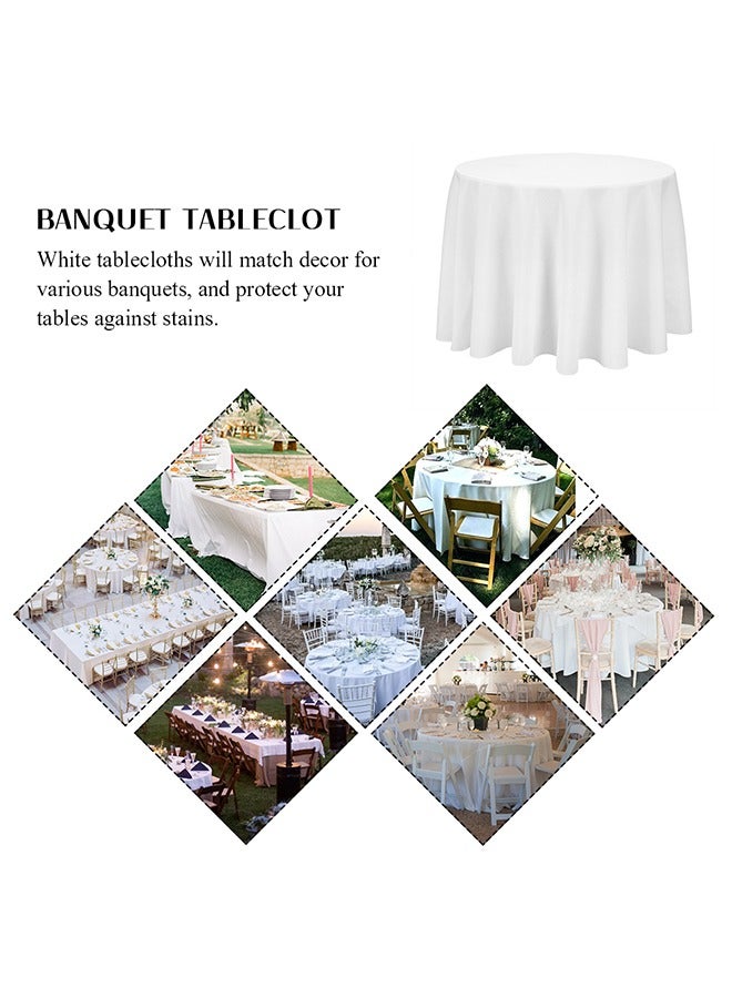 ويسفور مفرش مائدة أبيض مستدير قابل للغسل والتنظيف بالمسح من البوليستر لغطاء الطاولة من ويسفور لطاولة الزفاف والمآدب والمطاعم والمطاعم والحفلات وديكور الطاولات والمناسبات بقياس 229 سم - Image 3