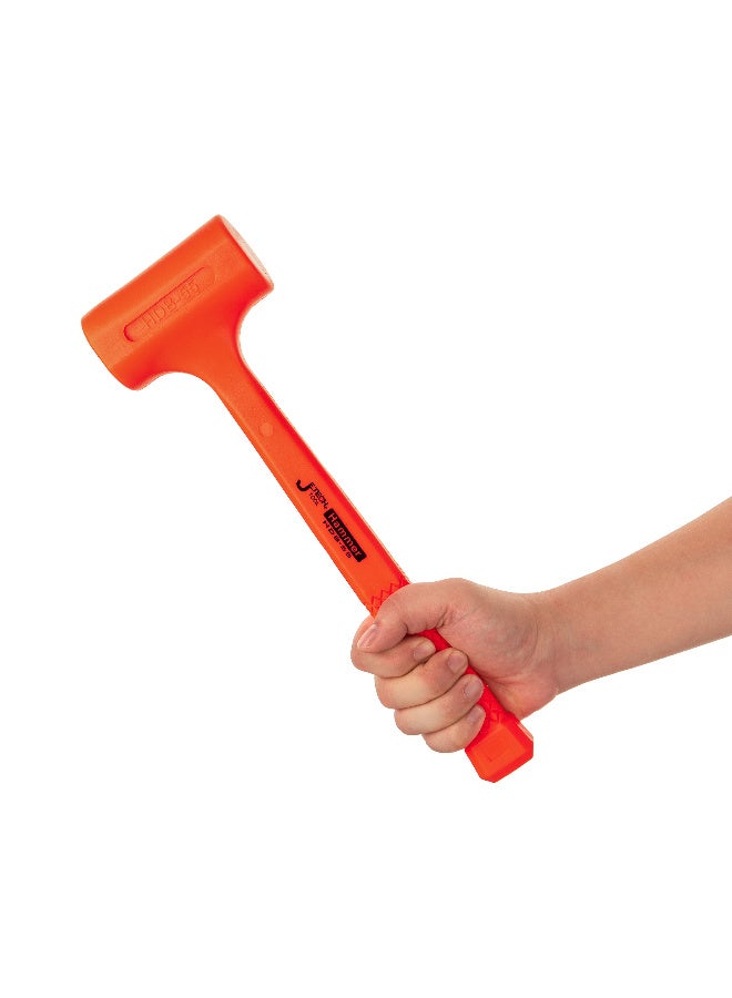 jetechtool Jetech 55oz Dead Blow Hammer, Rubber Shockproof Hammer, Durable, Non-Slip Checkered Grip, Neon Orange - HDB-55 - Image 5