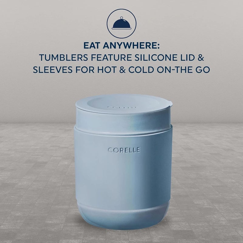 Corelle Stoneware 4-Pc Tumbler Set of 2 with Lids, Handcrafted Artisanal Travel Mug, Solid Glaze Stoneware, 13-1/2-Oz Travel Coffee Mug Set, Oatmeal - Image 5